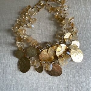 Kenneth Lane Gold and Champagne Crystal Necklace